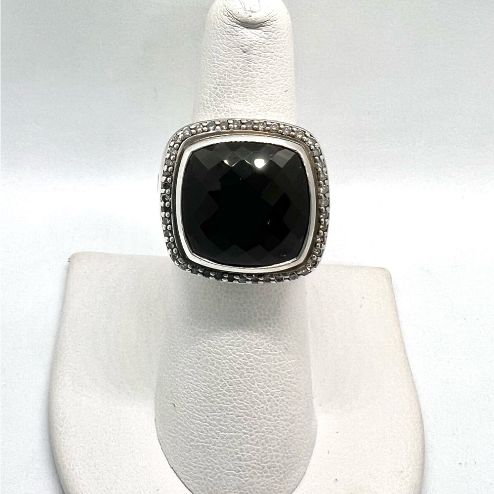 David Yurman Albion 15mm Onyx Diamond Ring